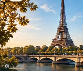 Synthetic view of the Eiffel Tower and Seine, Paris
